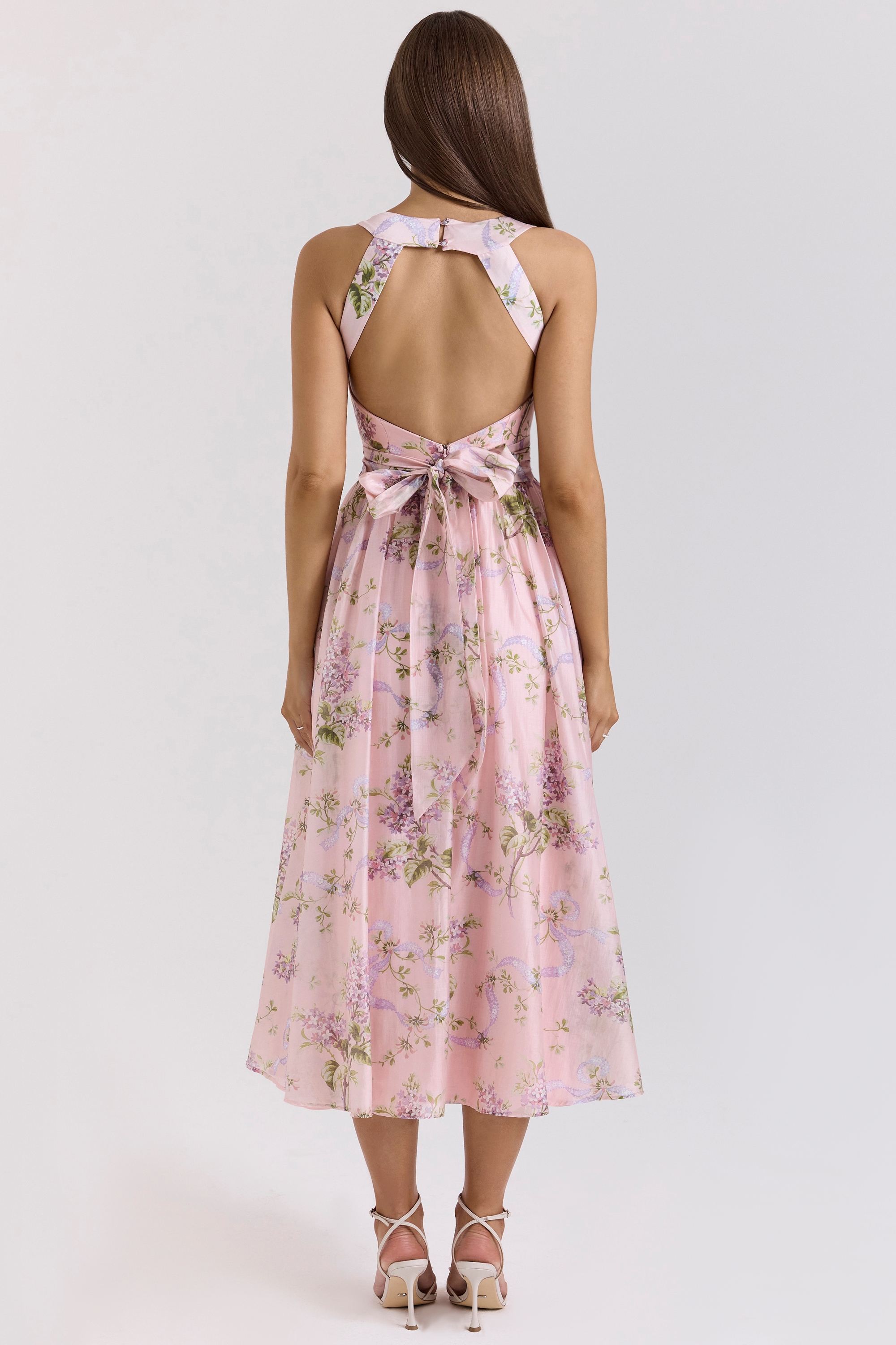 Minerva-Pink Floaty Chiffon Midi Sundress