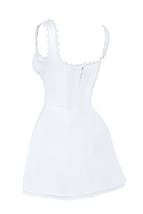 Tilly-White Pin Tuck Mini Dress