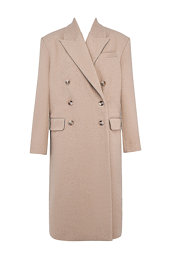 Carter-Oatmeal Double Breasted Coat