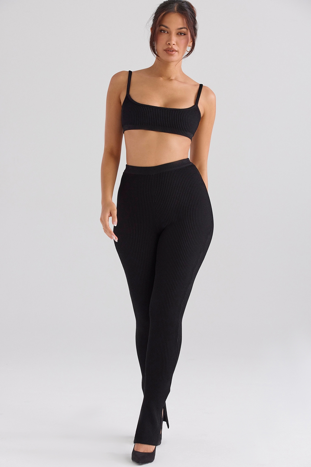 Mischa-Black Ribbed Knit Bralette - SALE