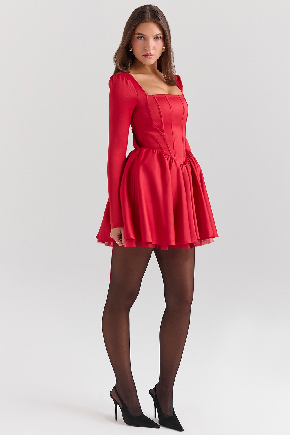 Nina-Holly Red Removable Bow Tulle Mini Dress - SALE