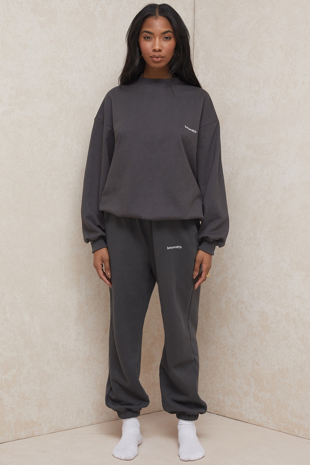 Sky-Charcoal Fleece Back Jogging Trousers