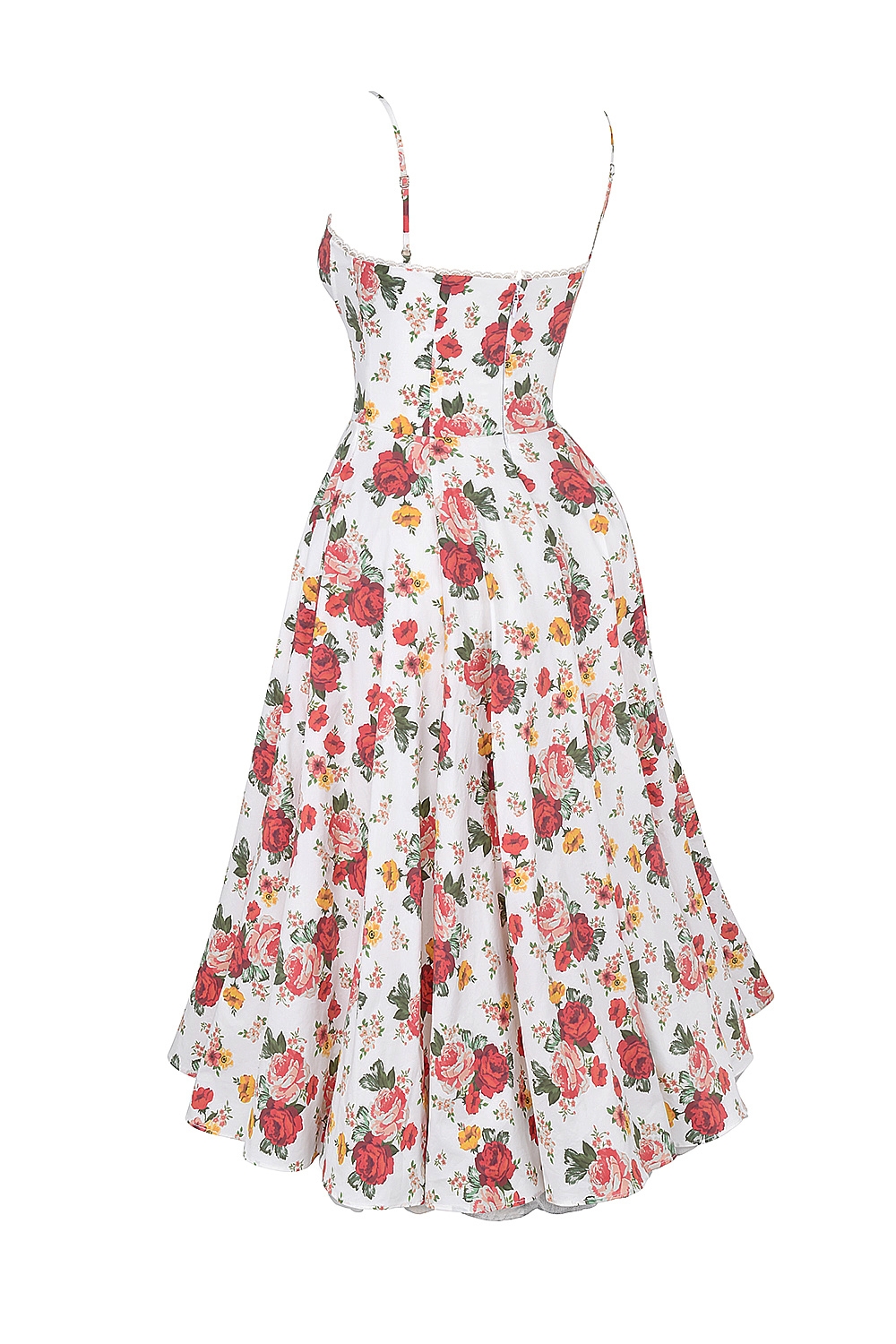 Mademoiselle-Italian Rose Print Tulle Midi Dress