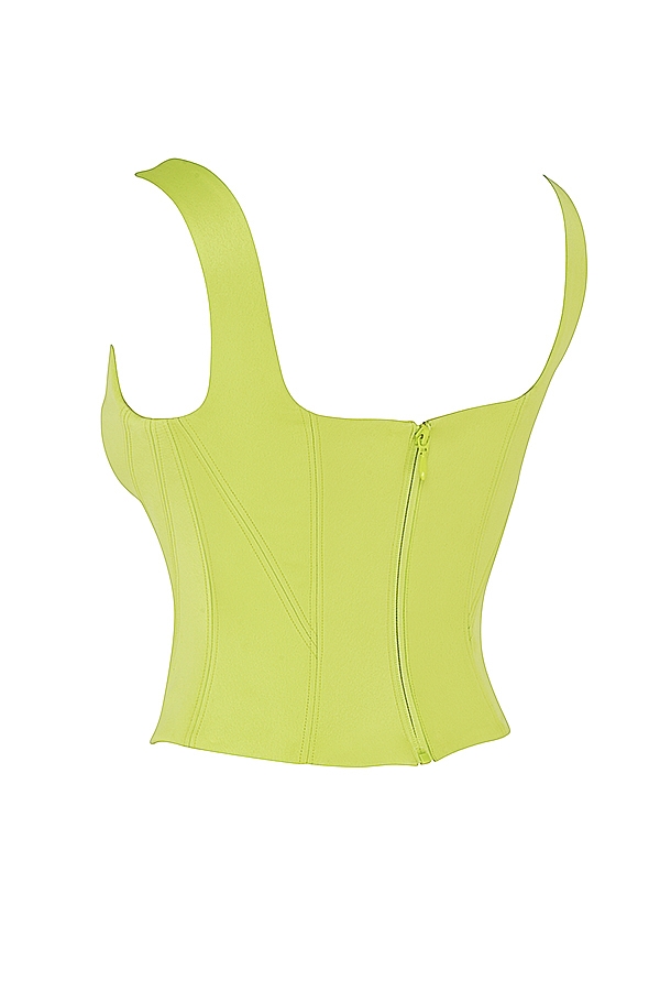 Rafa-Lime Satin Longline Corset