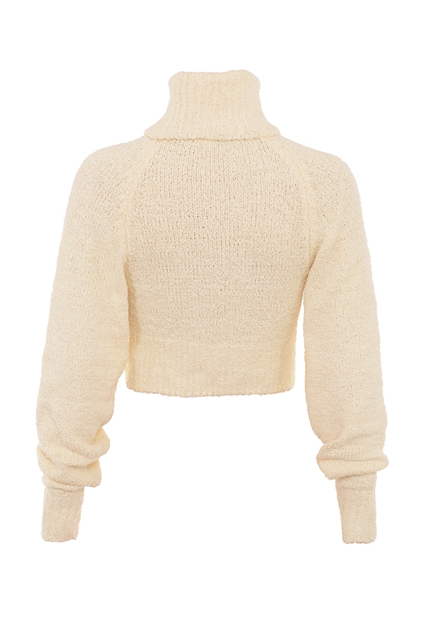 Nyala-Cream Soft Boucle Knit Cropped Sweater - SALE