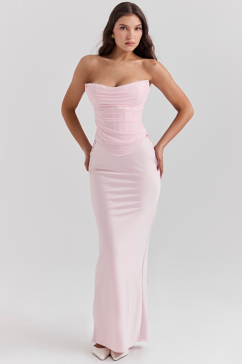 Giuliana-Ballerina Pink Satin Maxi Skirt