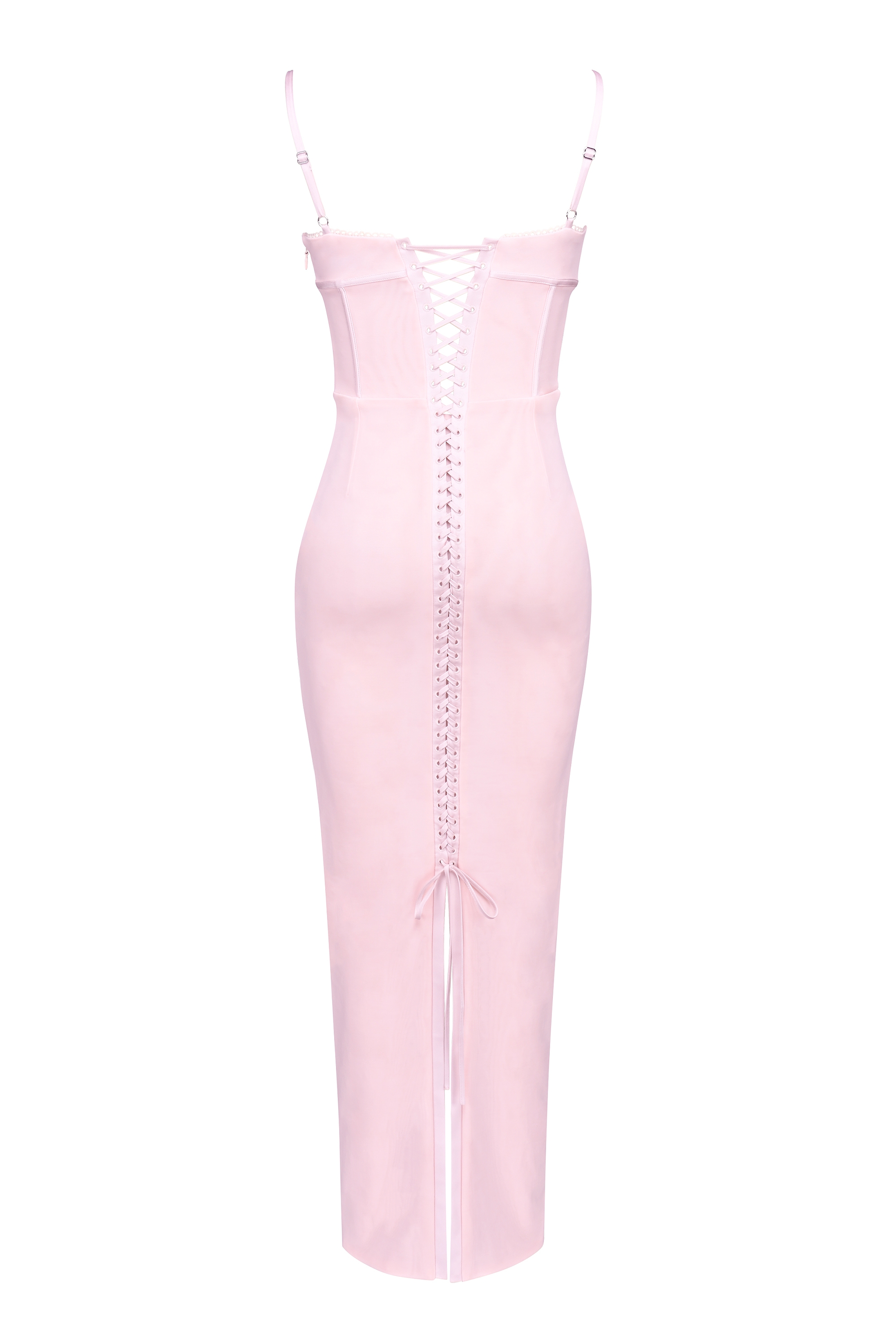 Romy-Pink Mesh Bodycon Maxi Dress