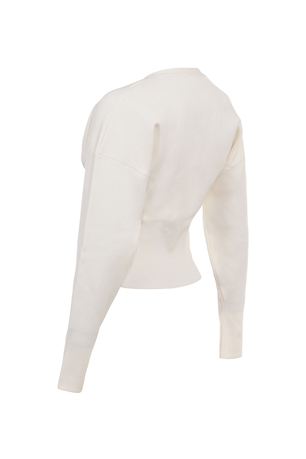 Noor-Off White Knitted Cardigan