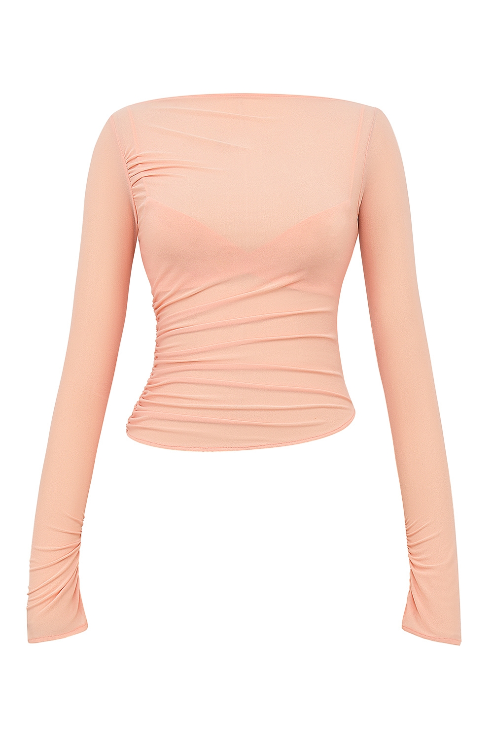 Floria-Sorbet Gathered Long Sleeve Top With Bra