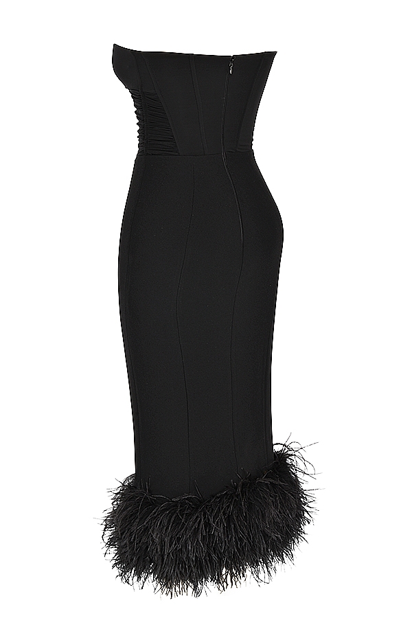 Fionula-Black Strapless Corset Dress