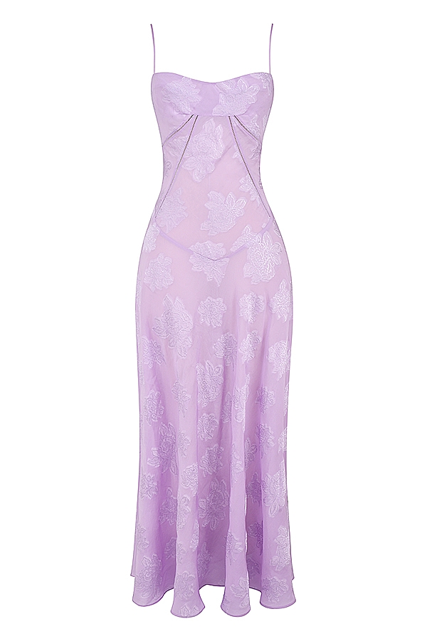 Seren-Orchid Floral Lace Back Maxi Dress
