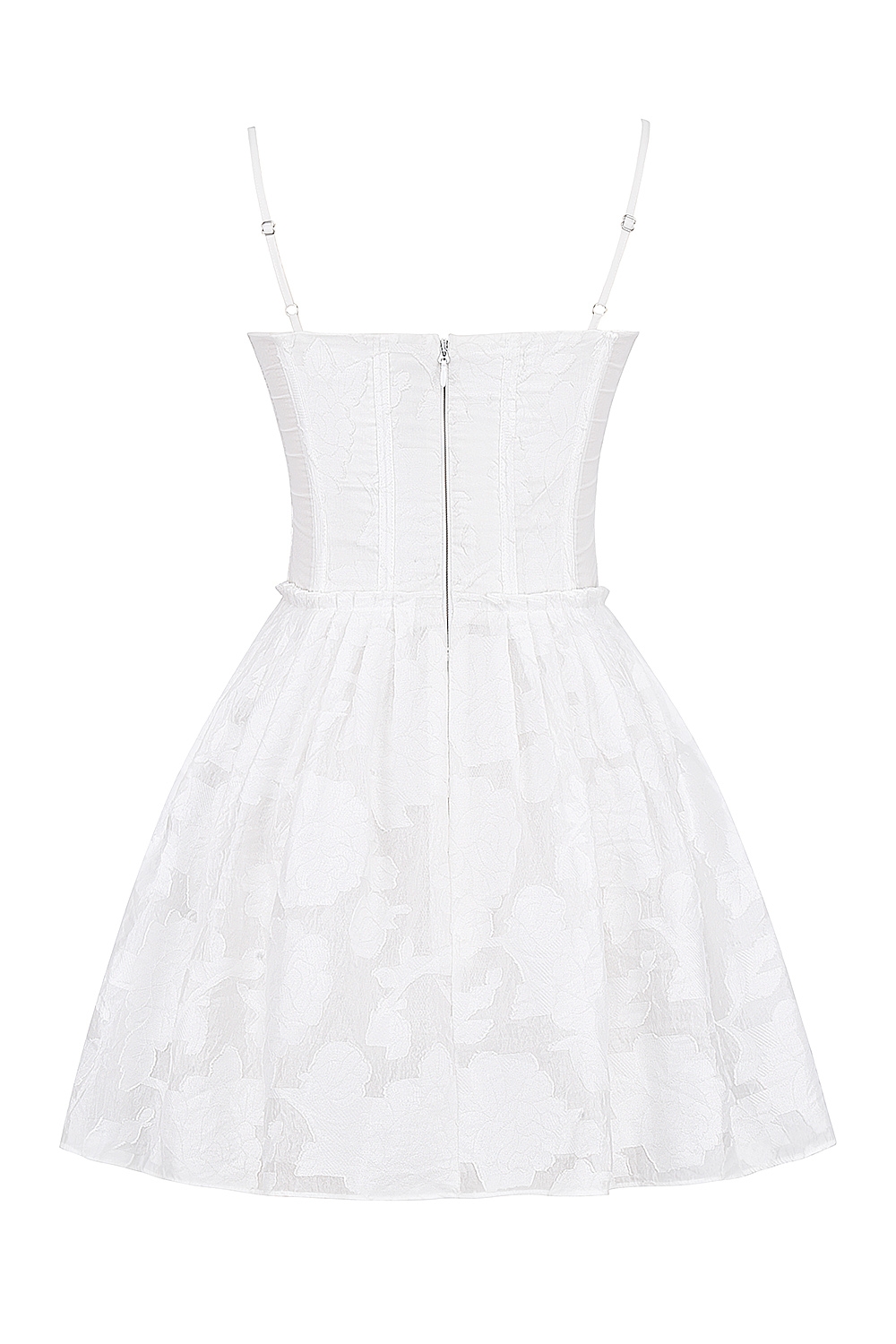 Nerissa-White Jacquard Corset Mini Dress