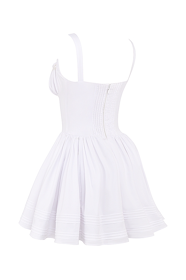 Natassia-White Cotton Mini Dress