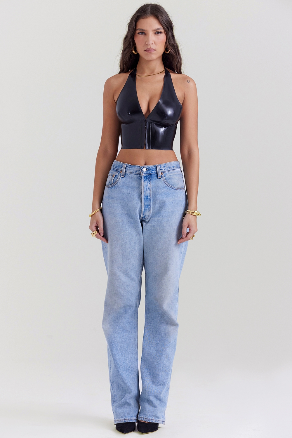 Ariadne-Black Latex Halter Top