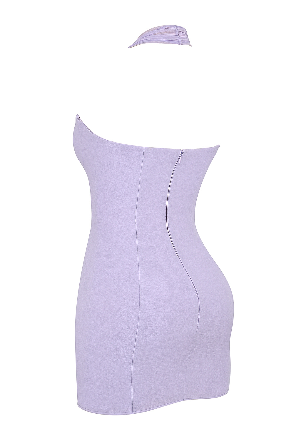Alyssa-Orchid Crepe Plunge Mini Dress