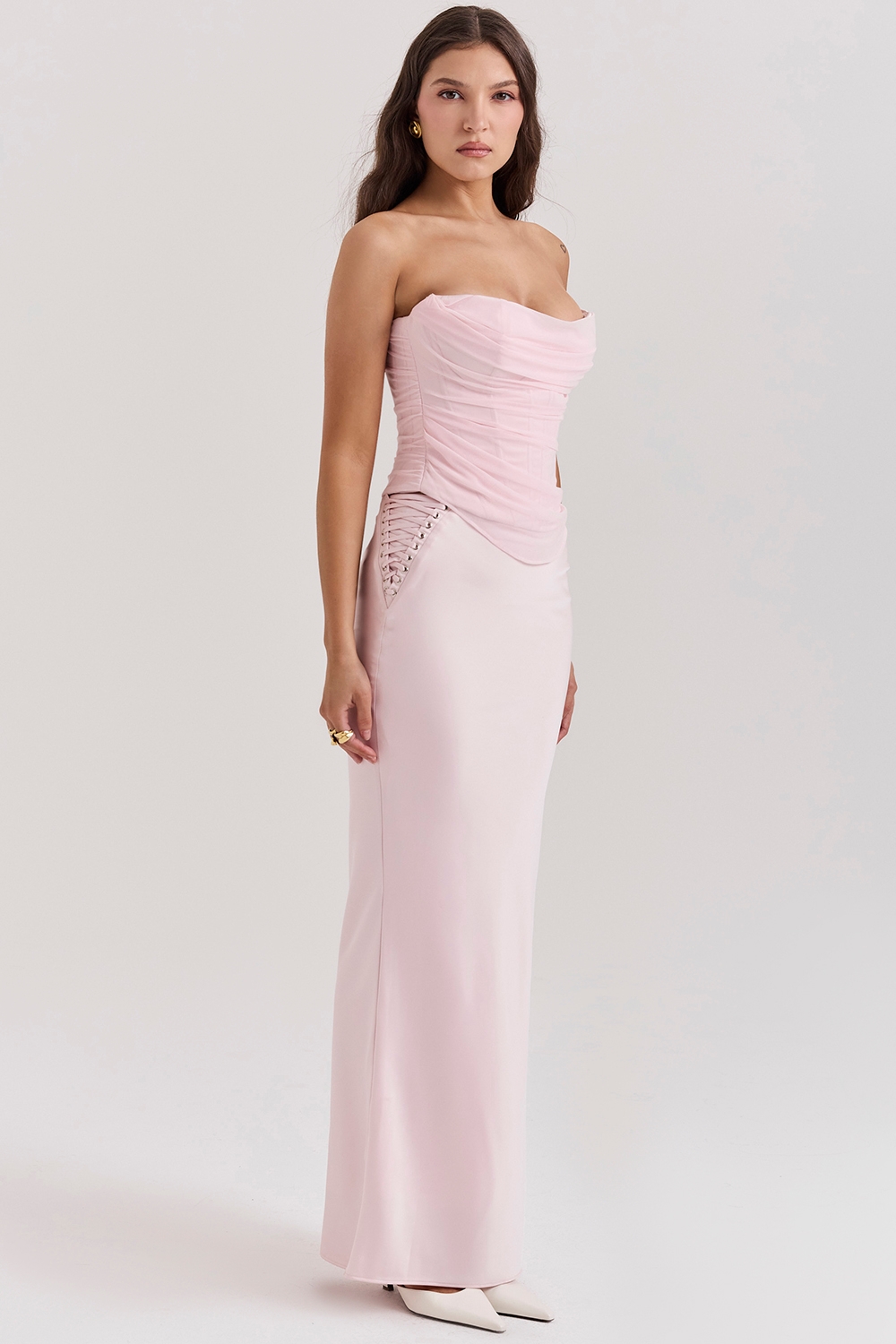 Giuliana-Ballerina Pink Satin Maxi Skirt