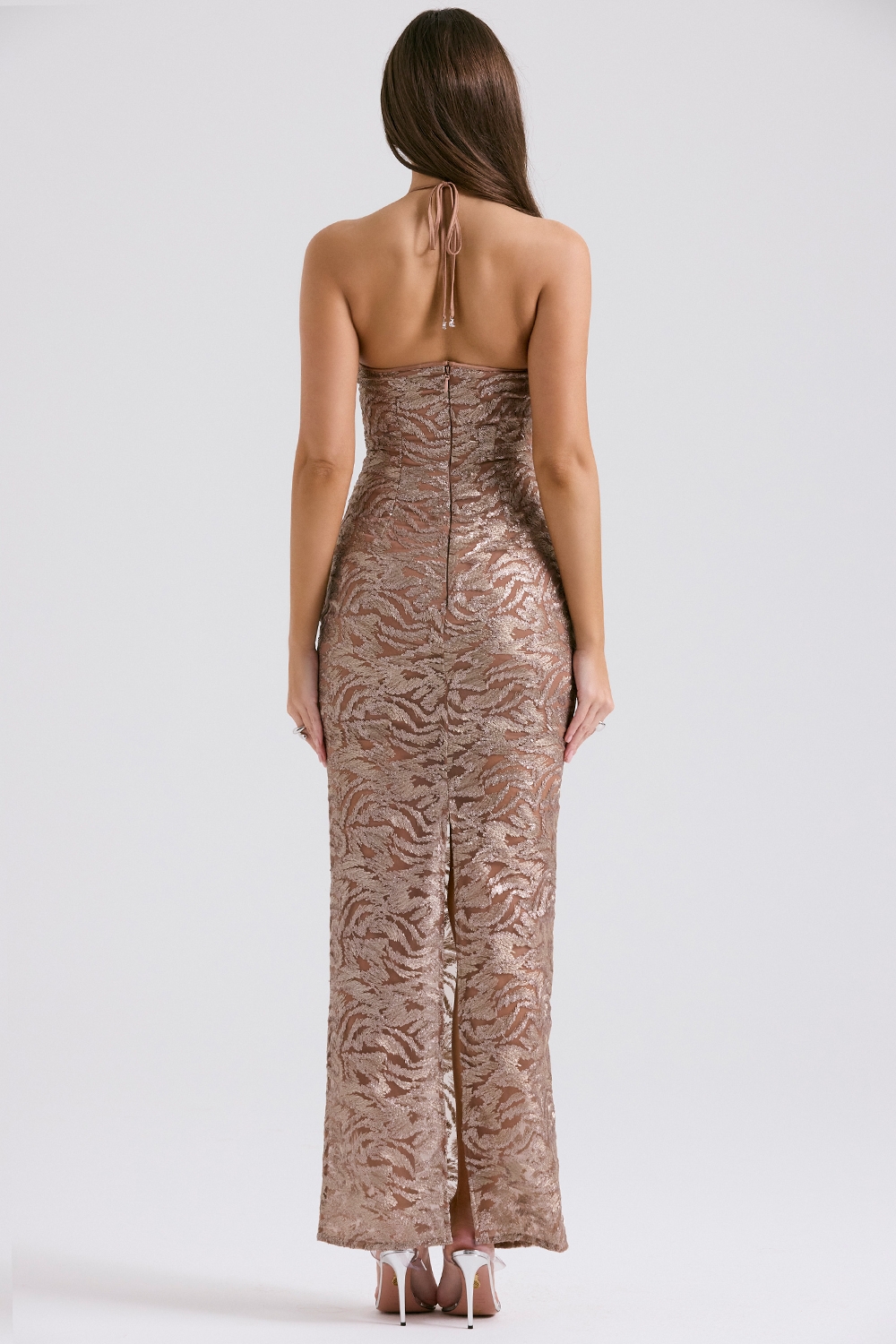 Giada-Rose Gold Embroidered Sequinned Gown