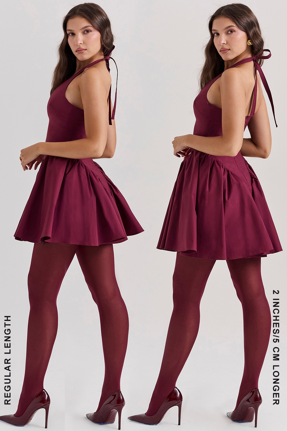Valentia-Wine Halter Mini Dress