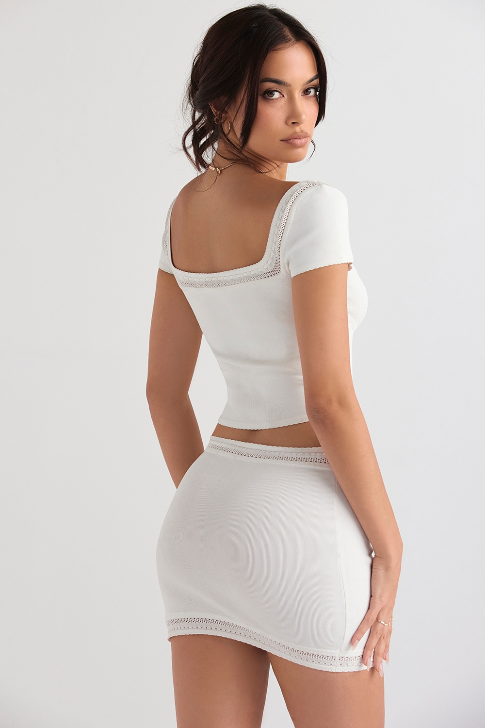 Sarelle-Ivory Dainty Knit Mini Skirt