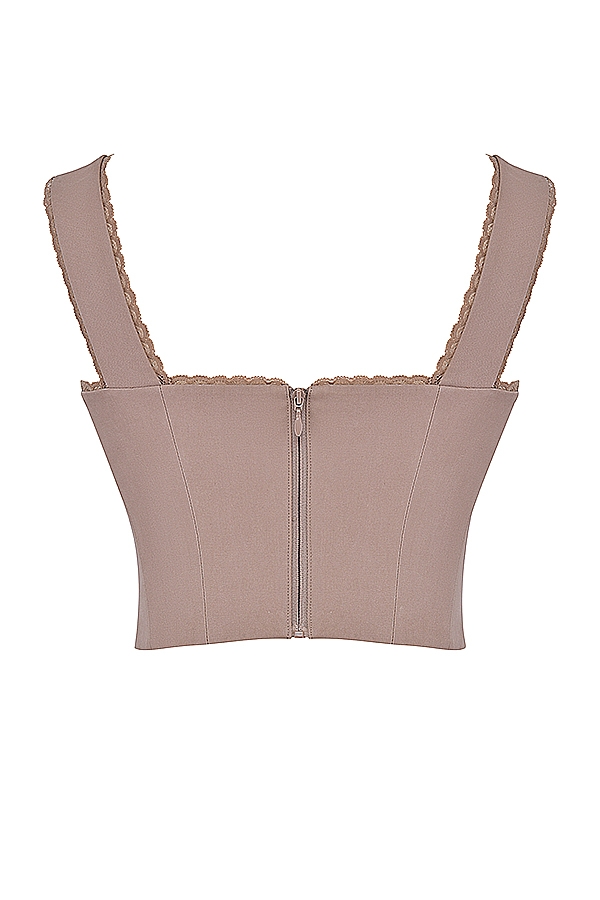 Robyn-Mushroom Lace Trim Corset