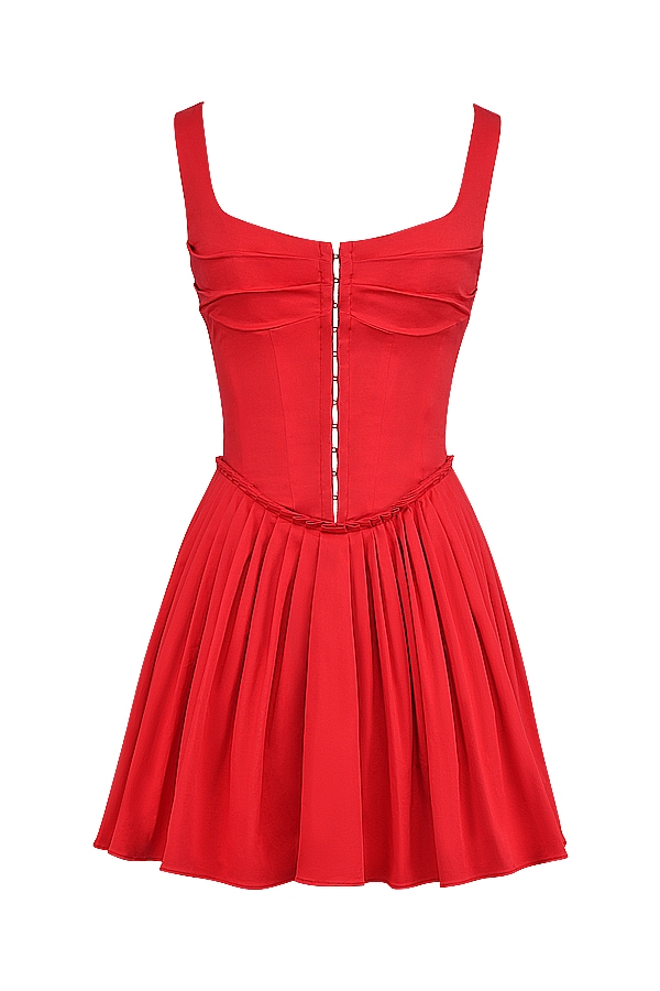 Cupid-Scarlet Pleated Mini Dress