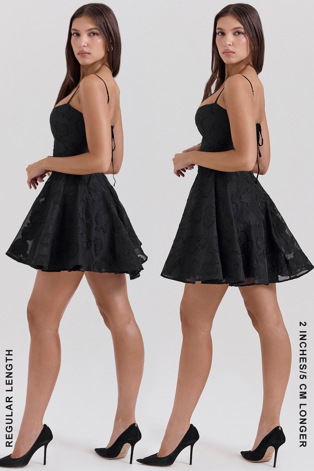 Serenita-Black Floral Lace Back Mini Dress