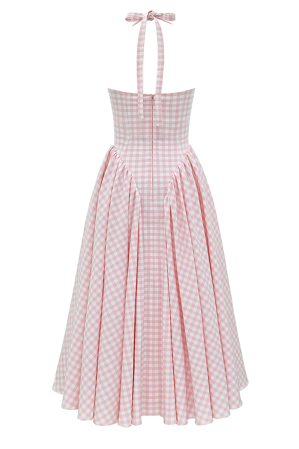 Marilyn-Strawberry Shortcake Gingham Halter Midi Sundress
