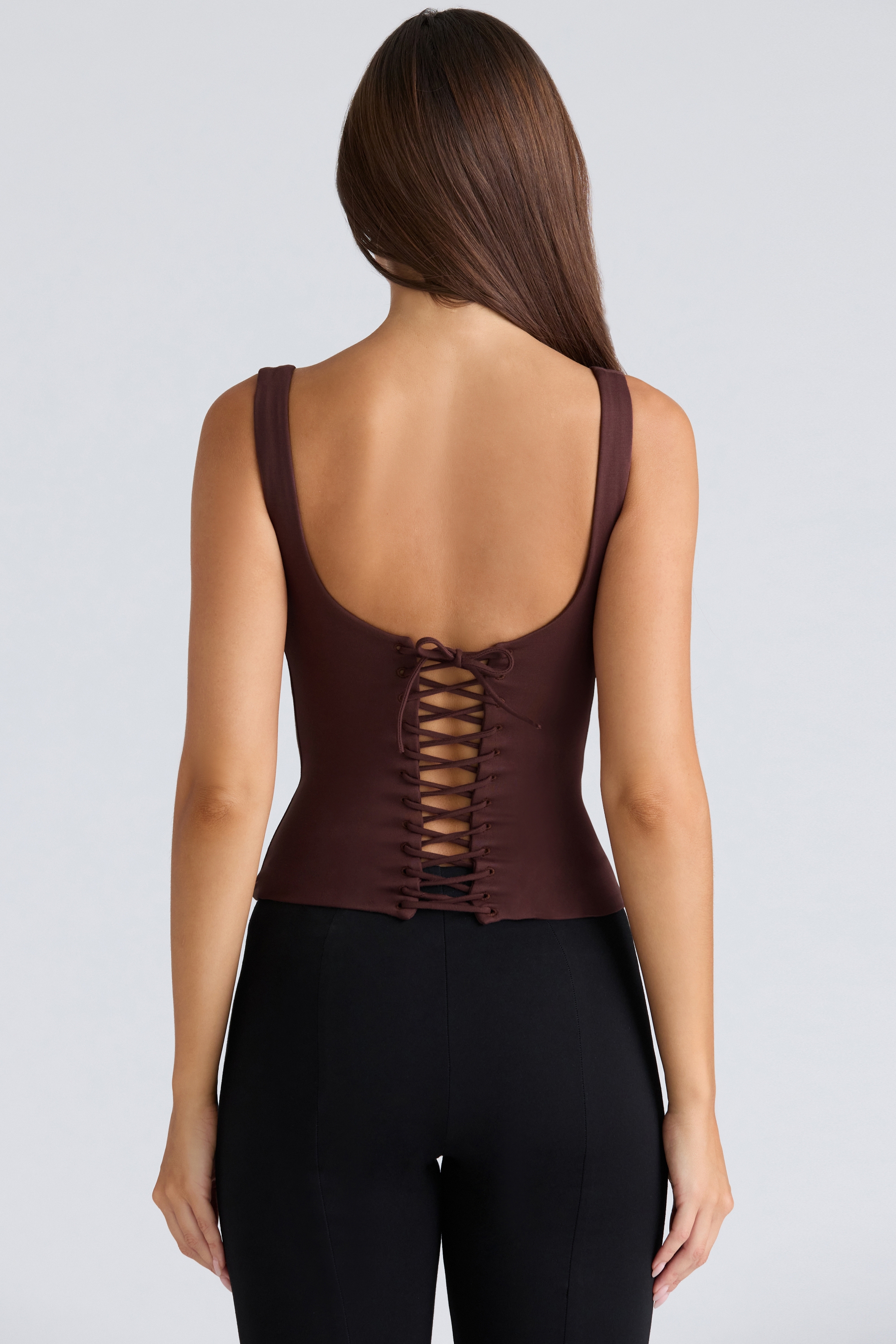The Drape Neck-Chocolate Corset Top