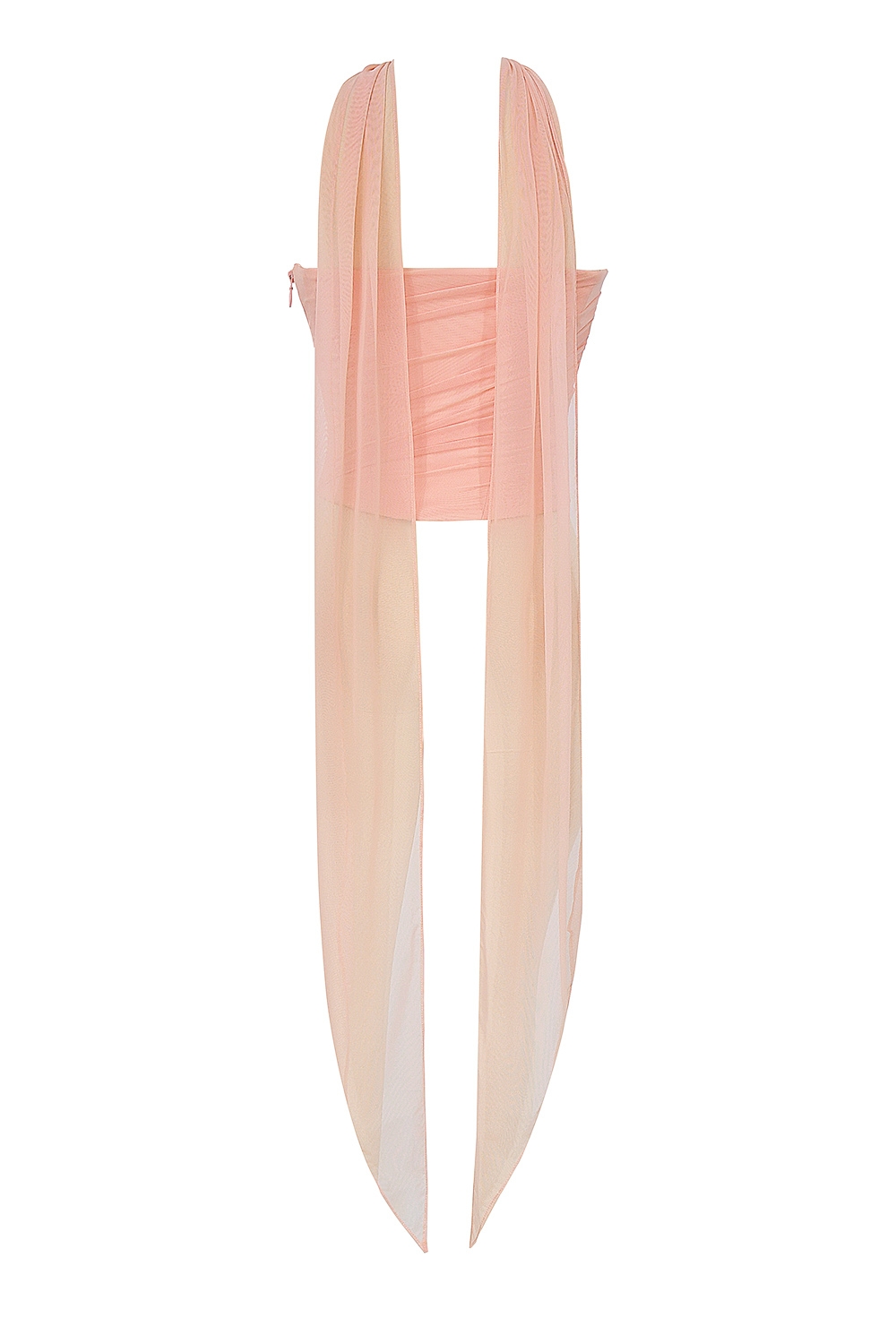 Hallie-Peach Strapless Corset With Neck Scarf