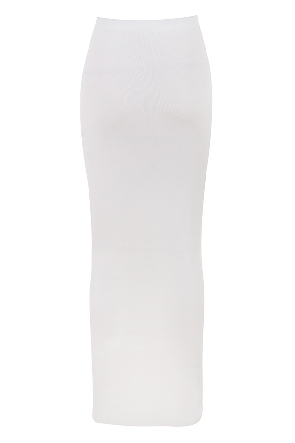 Gioia-Ivory Ribbed Knit Button Front Maxi Skirt - SALE