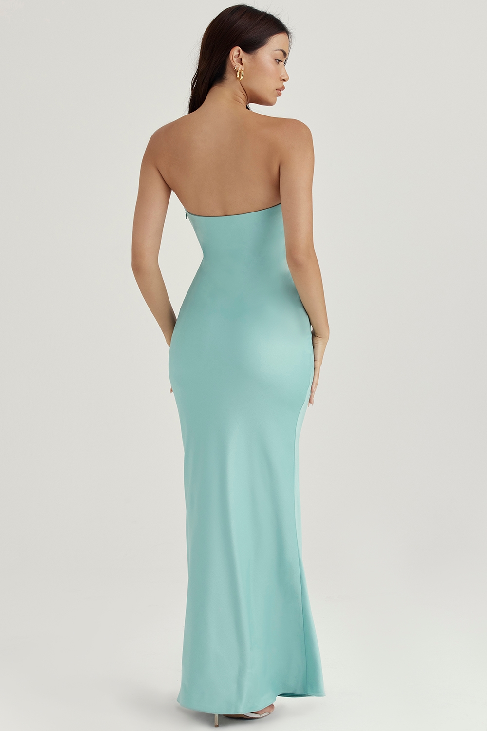 Alette-Jade Satin Strapless Maxi Dress