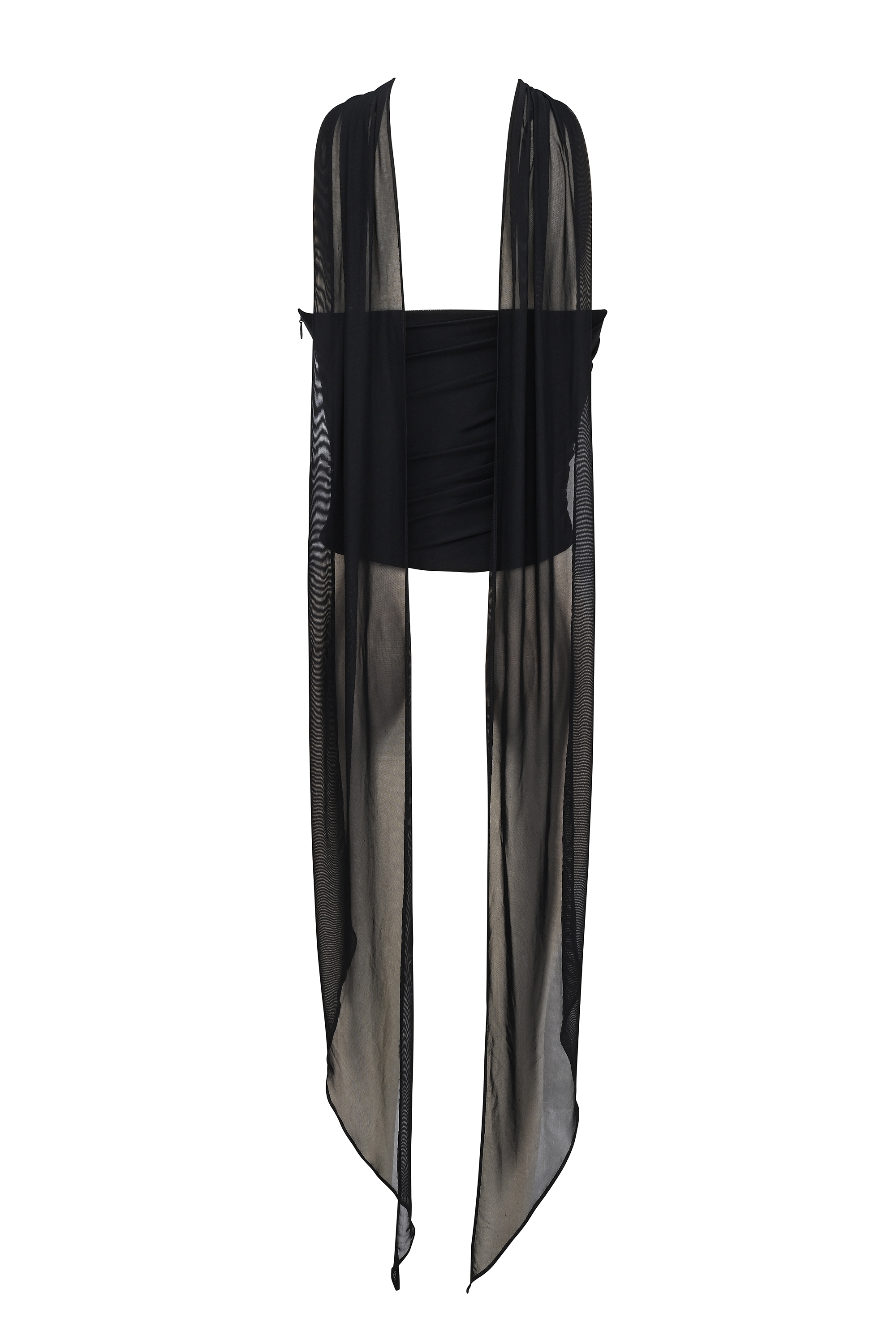 Hallie-Black Strapless Corset with Neck Scarf