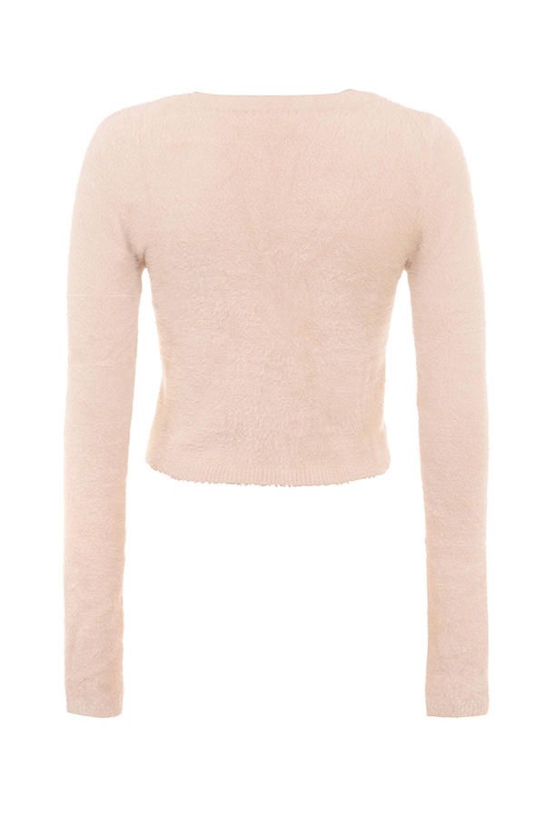 Gene-Beige Soft Fluffy Knit Cardigan - SALE