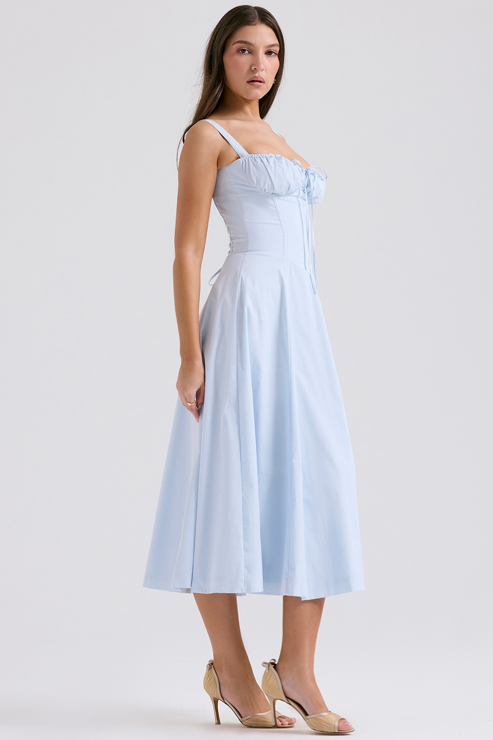 Carmen-Soft Blue Cotton Bustier Sundress