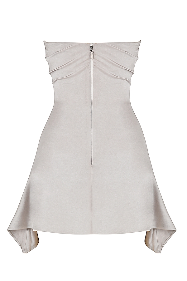 Jasmine-Oyster Draped Strapless Corset Dress