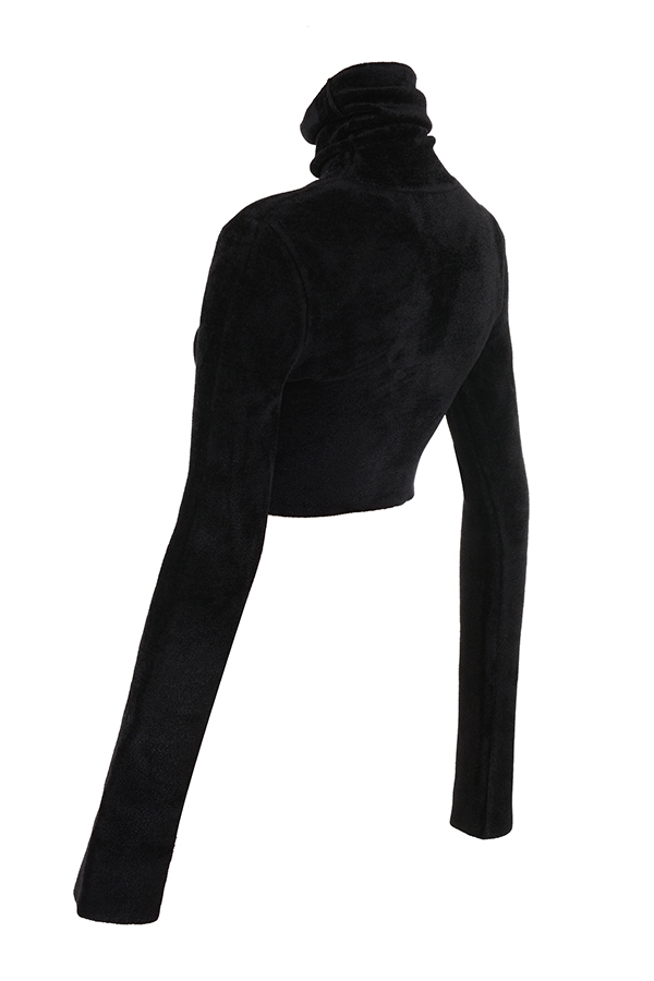 Suri-Black Chenille Cropped Top - SALE