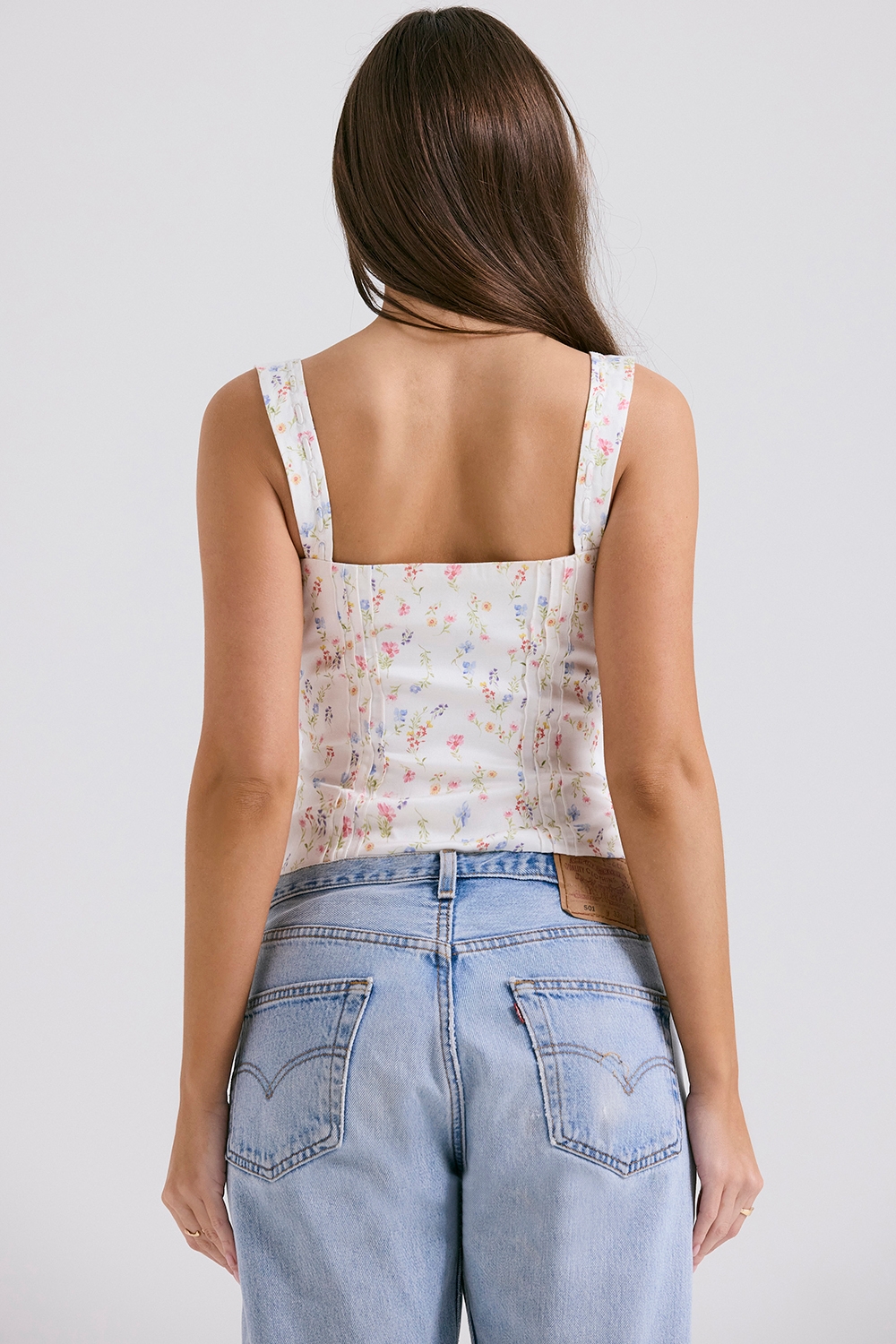 Chicca-White Posy Print Top