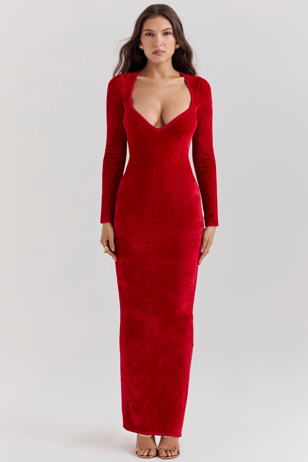 Aria-Scarlet Chenille Sweetheart Dress