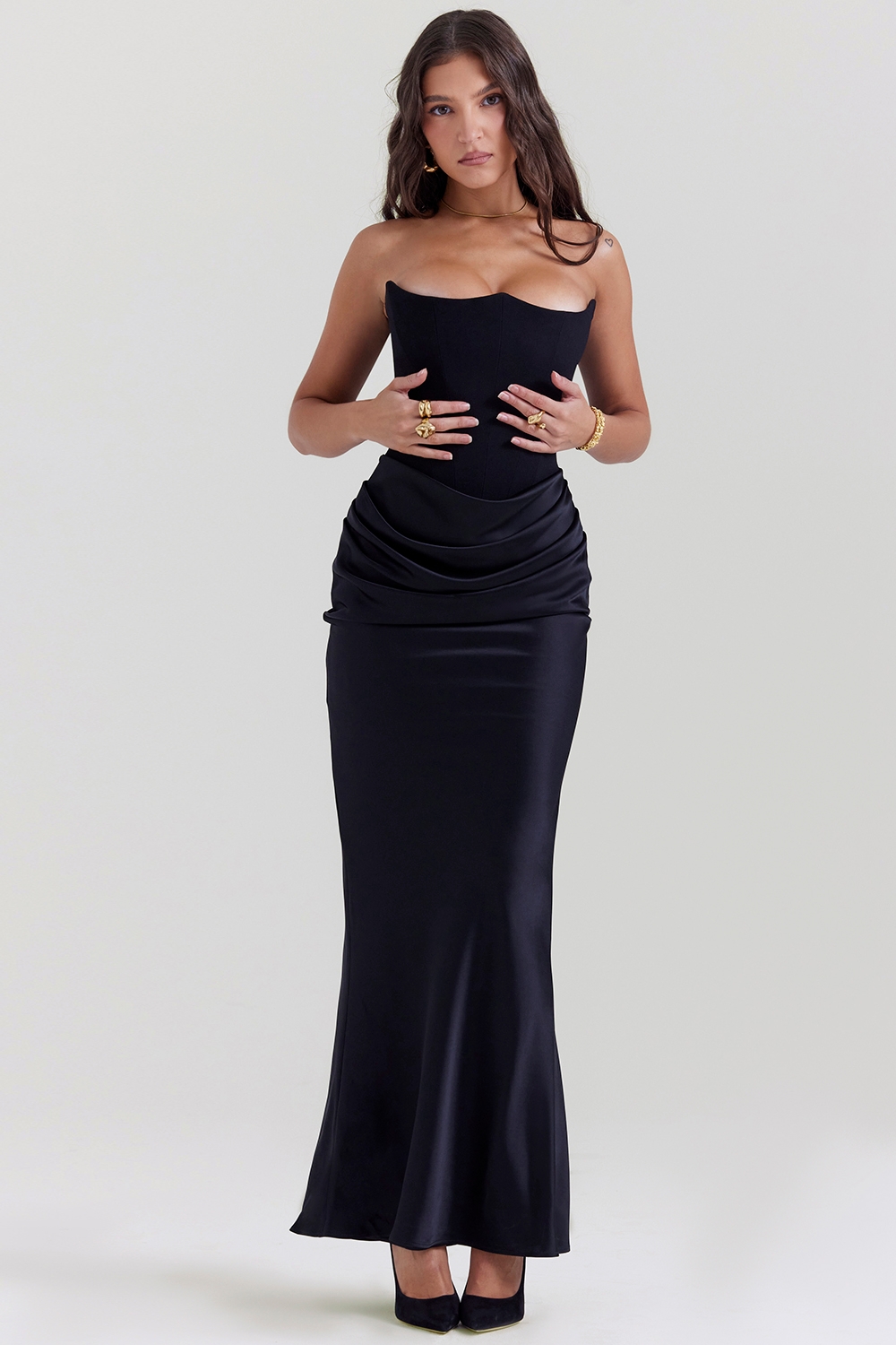 Persephone-Black Strapless Corset Dress