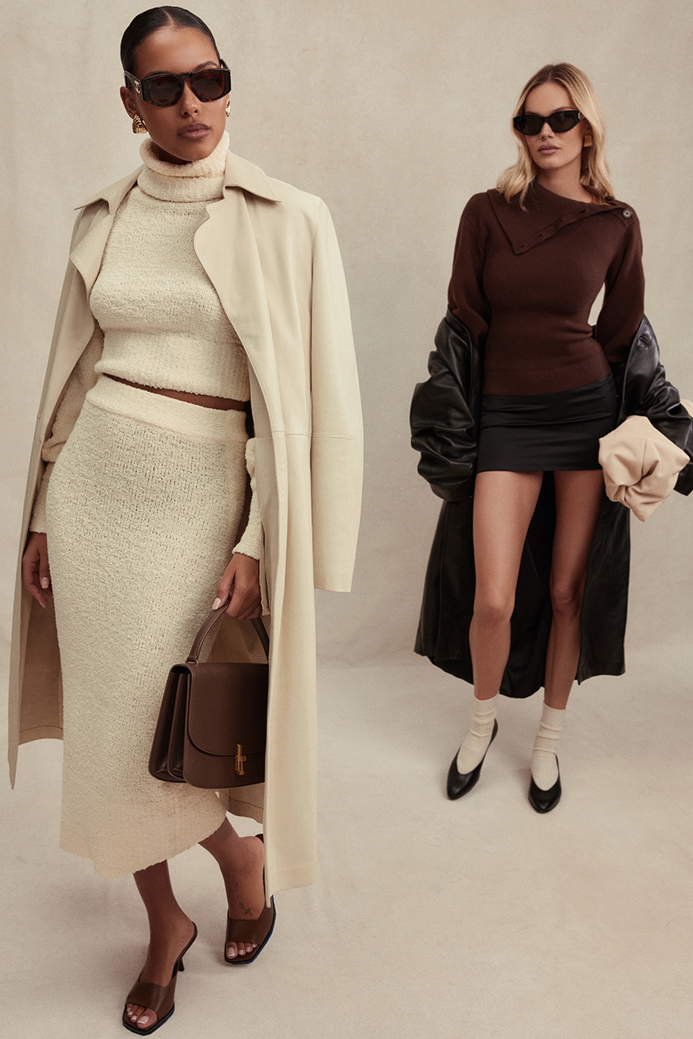 Mishka-Cream Soft Boucle Knit Midi Skirt - SALE