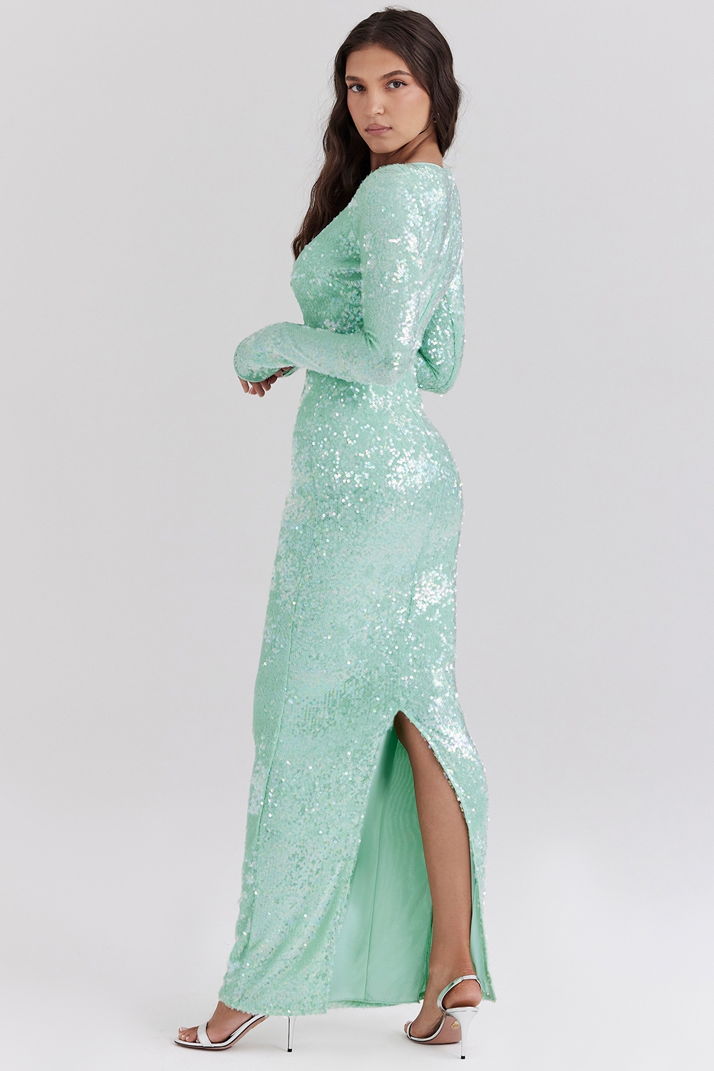 Titania-Seafoam Sequin Maxi Gown