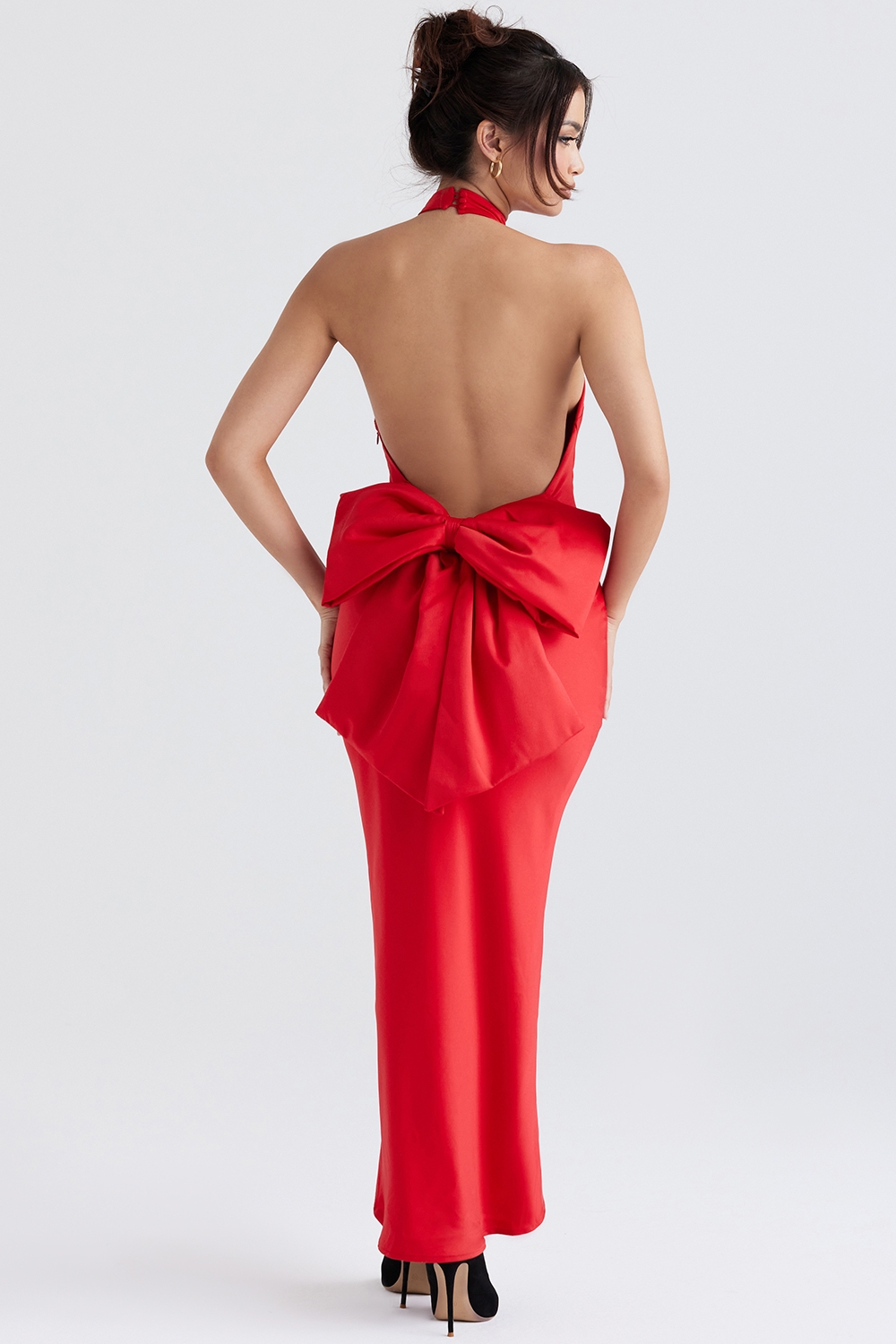 Ilaria-Red Bow Halter Dress