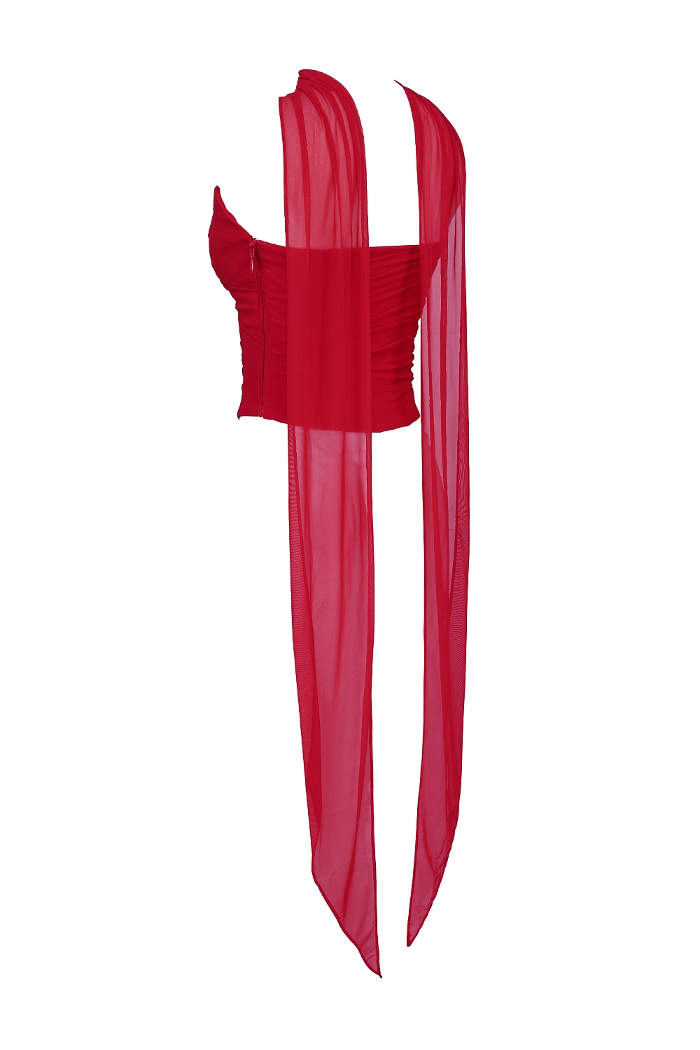 Hallie-Holly Red Strapless Corset Top with Detachable Neck Scarf