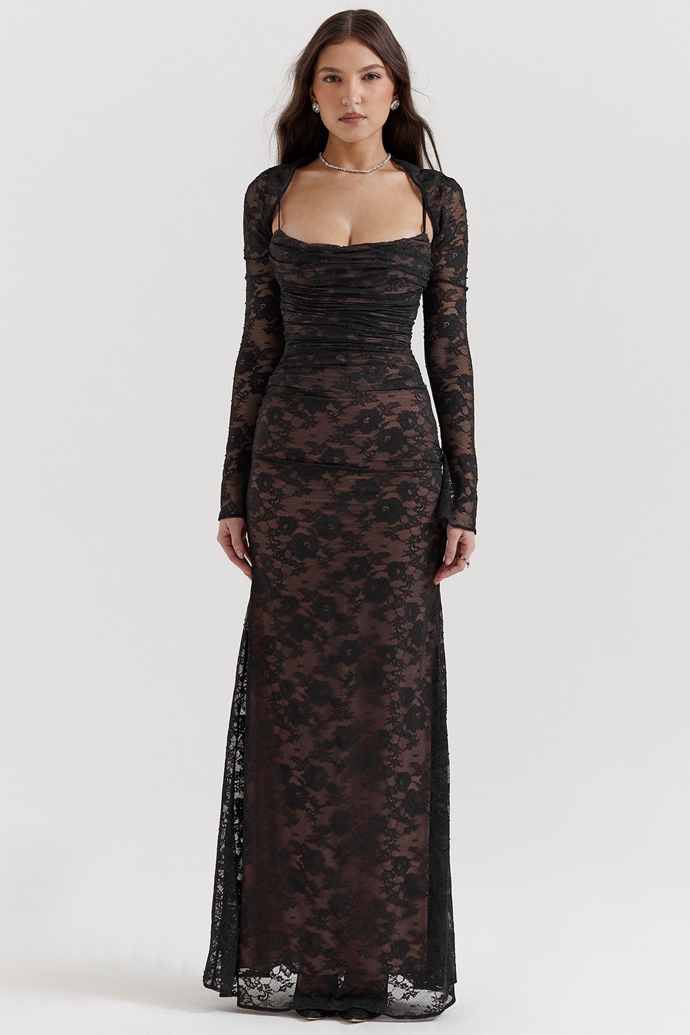 Artemis-Black Lace Maxi Dress