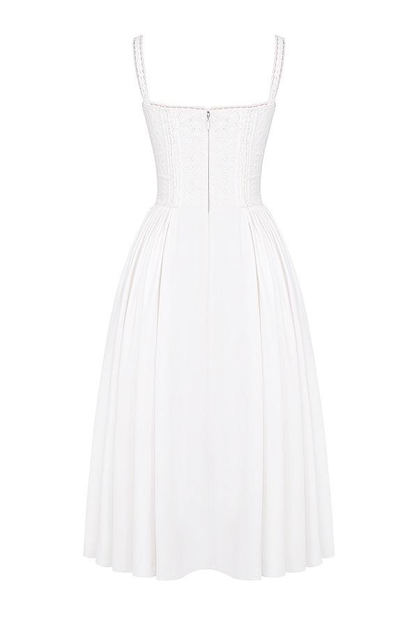 Milia-White Broderie Anglais & Cotton Midi Dress