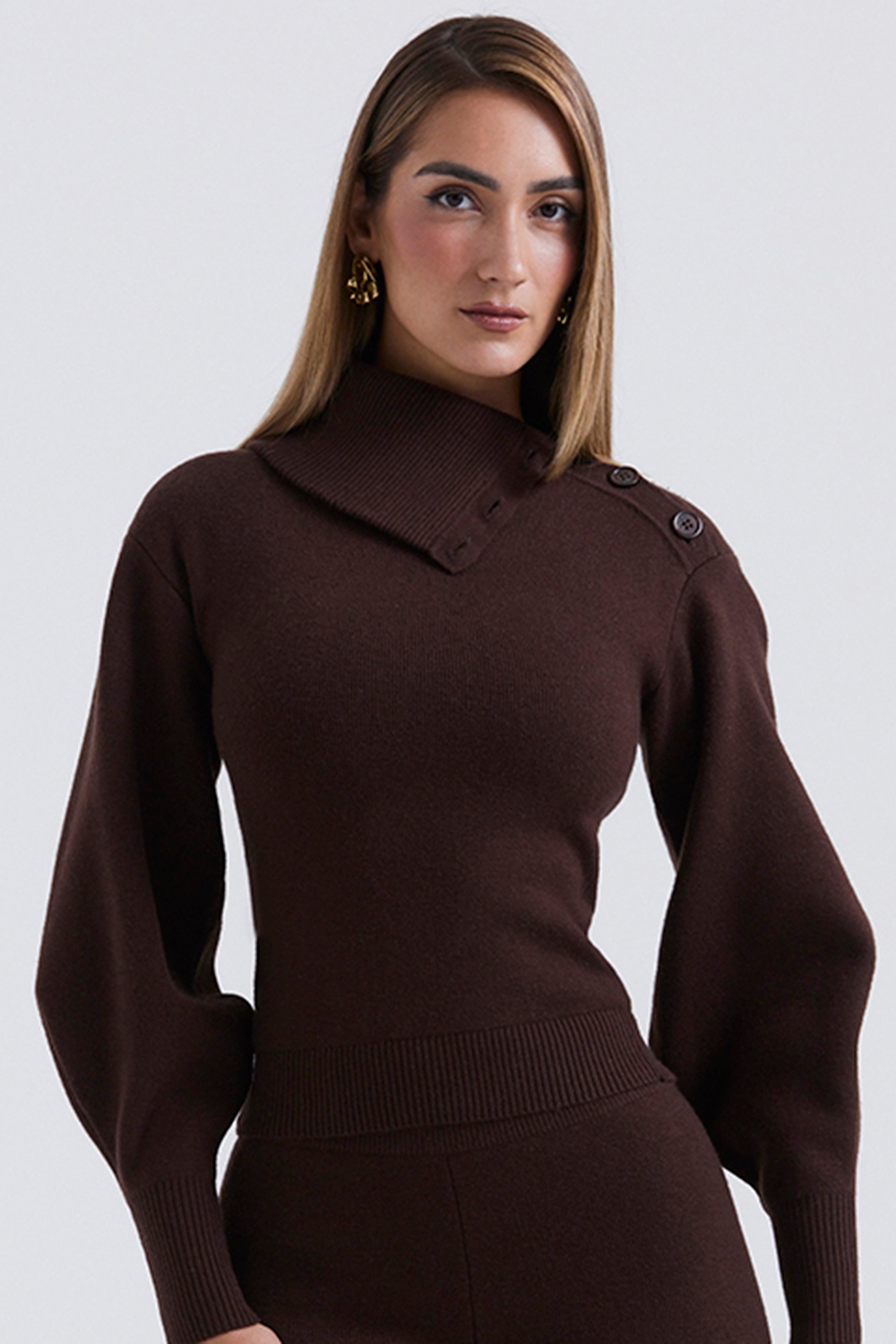 Adelita-Chocolate Cashmere Blend Sweater - SALE