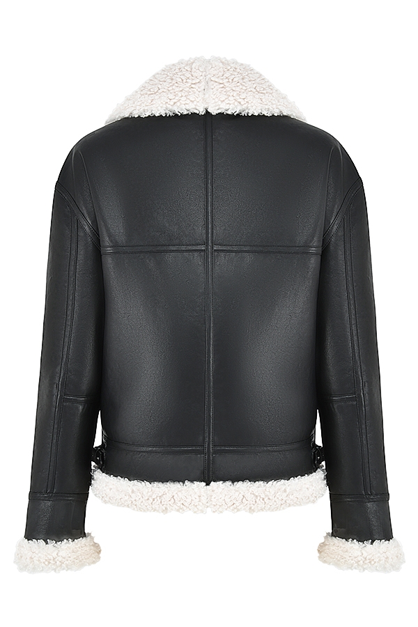 Madden-Black Vegan Shearling Aviator Jacket