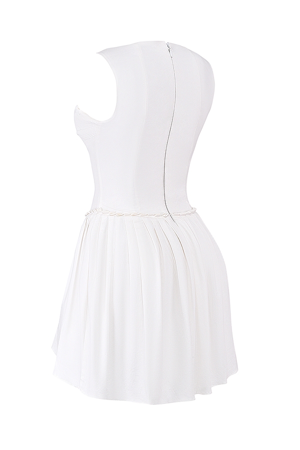 Cupid-White Pleated Mini Dress