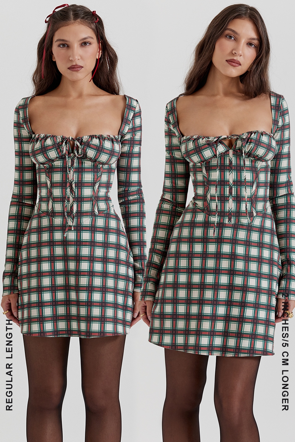 Malika-Red Tartan Corset Mini Dress