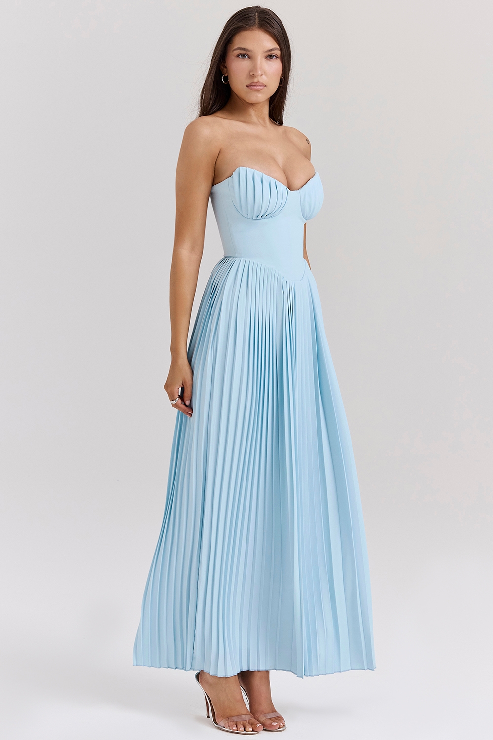 Marcella-Ocean Blue Pleated Maxi Dress